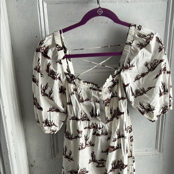 NWT Mango White and Brown Printed Dress- size XS - Picture 2 of 4